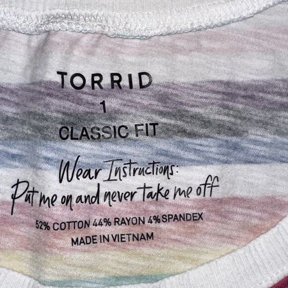 Torrid Women's Pride Striped Tee Shirt Size 1 0632 - Picture 5 of 5
